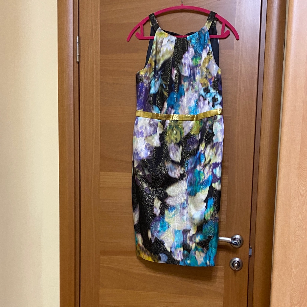Elie Tahari Multicolor Abstract Midi Dress. Fully Lined.